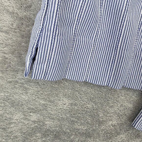 Chico's Pants Womens 8 Blue White Striped Straight Leg Stretch Side Slit Hem - Picture 7 of 14